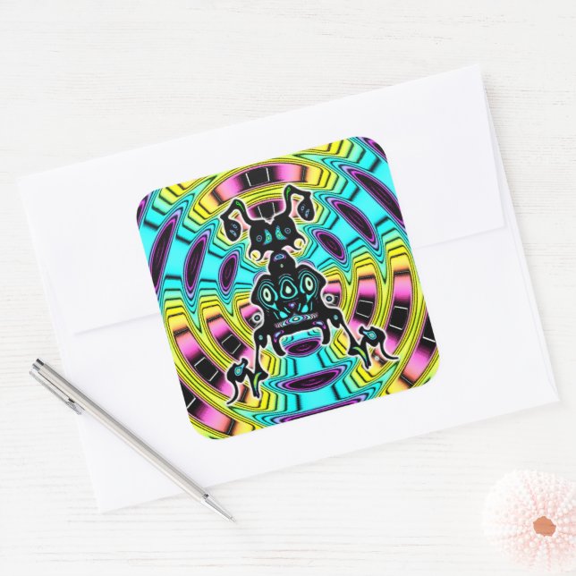 Psychedelic super ant like creature square sticker (Envelope)