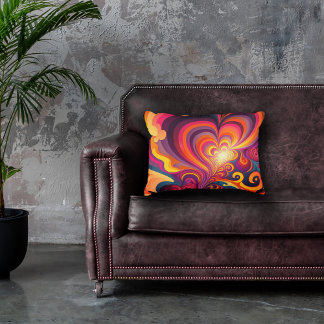 Psychedelic Surreal Swirl Heart Pattern Decorative Cushion