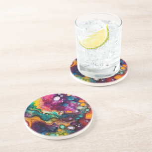 Psychedelic Surreal Watercolor Pattern Coaster