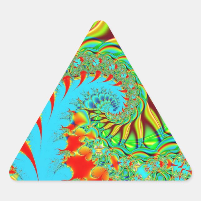 Psychedelic Swirl Art Fractal Triangle Sticker (Front)