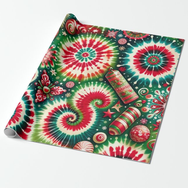 Psychedelic Swirl Christmas Wrapping Paper (Unrolled)