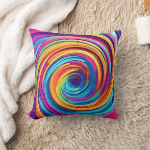 Psychedelic Swirl of Rainbow Hues Cushion