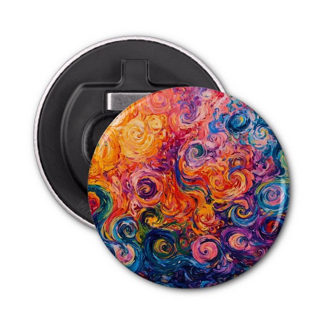 Psychedelic Swirls Oil Painting Bottle Opener (Front)