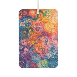 Psychedelic Swirls Oil Painting Car Air Freshener