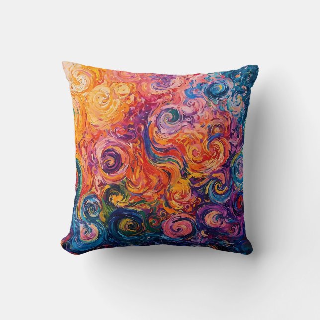 Psychedelic Swirls Oil Painting Cushion (Front)