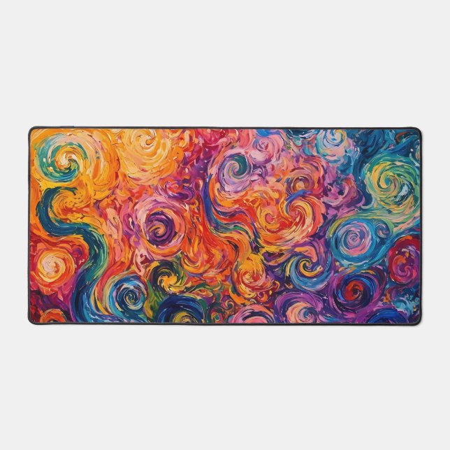 Psychedelic Swirls Oil Painting Desk Mat (Front)