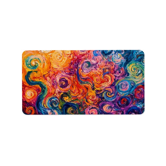 Psychedelic Swirls Oil Painting Label (Front)