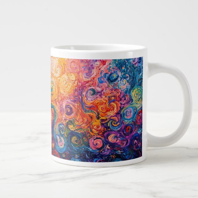 Psychedelic Swirls Oil Painting Large Coffee Mug (Right)