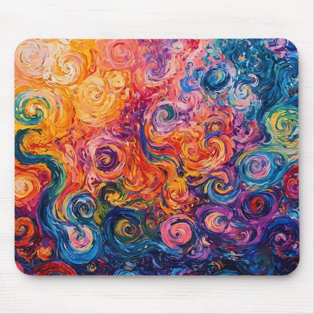Psychedelic Swirls Oil Painting Mouse Pad (Front)