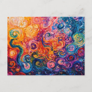 Psychedelic Swirls Oil Painting Postcard