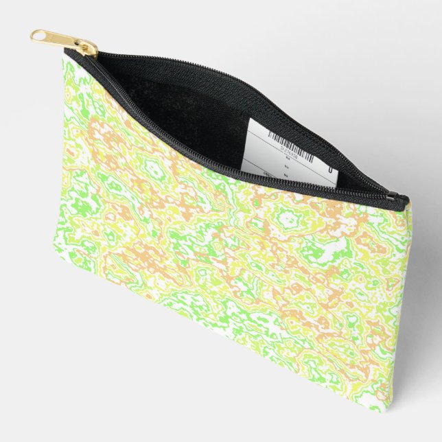 Psychedelic Swirly Boho Hippie Colourful Marble Accessory Pouch (Open)