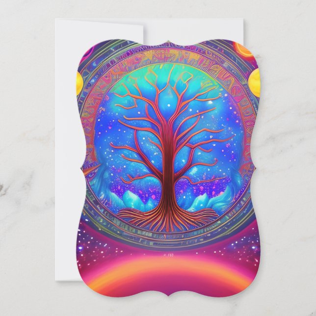 Psychedelic Synthwave Tree of Life Card (Front)