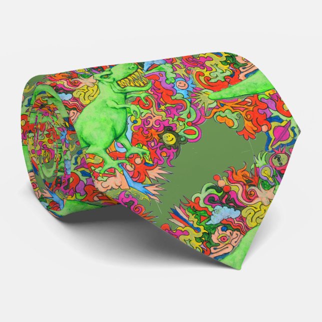 Psychedelic T-Rex Tie (Rolled)