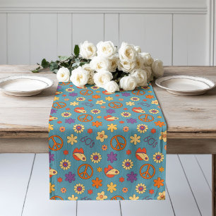 Psychedelic Table Runner Retro Pastel Mood