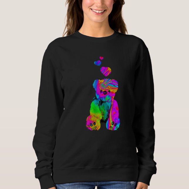 Psychedelic Teddy Bear Trippy Colorful Teddy with  Sweatshirt (Front)
