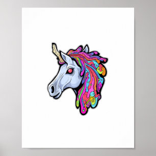 Psychedelic Tekk Party Unicorn Trippy EDM Rave Tan Poster