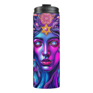 Psychedelic Thermal Tumbler with Mystical Face