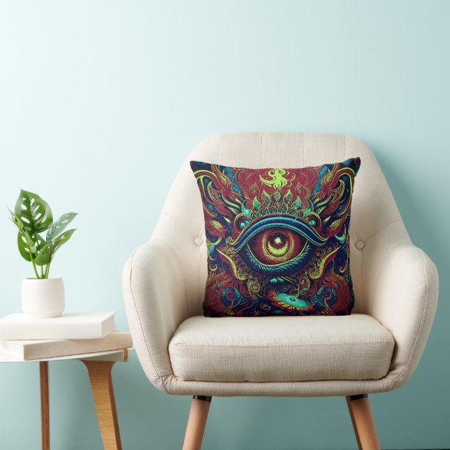 Psychedelic Third Eye Mystical Throw Pillow (Chair)