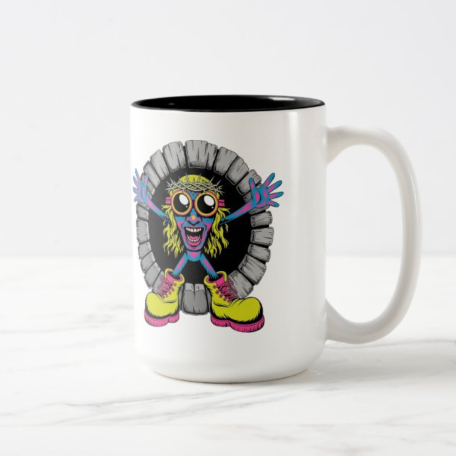 Psychedelic Thorn Crown Monster Two-Tone Coffee Mug (Right)