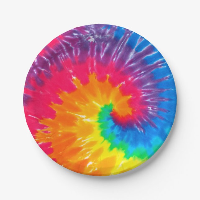 Psychedelic Tie Dye Design Paper Plate (Front)