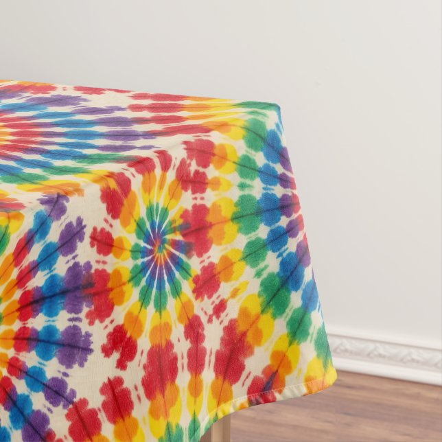 Psychedelic Tie Dye | Groovy Retro Tablecloth (In Situ)