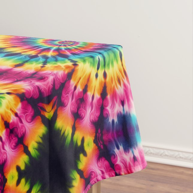 Psychedelic Tie Dye | Groovy Retro Tablecloth (In Situ)