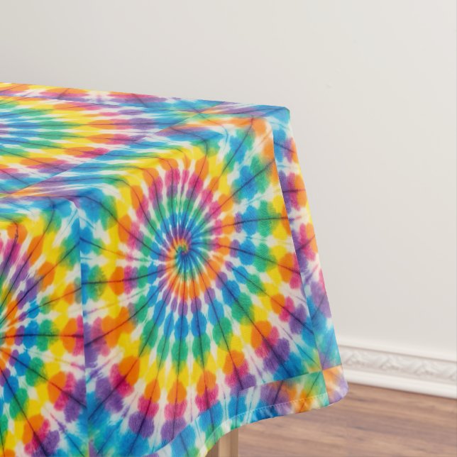 Psychedelic Tie Dye | Groovy Retro Tablecloth (In Situ)