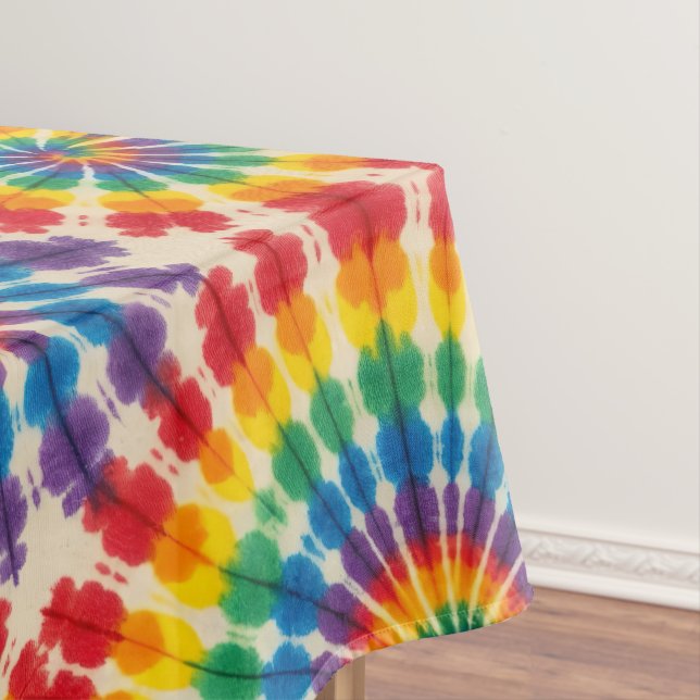 Psychedelic Tie Dye | Groovy Retro Tablecloth (In Situ)