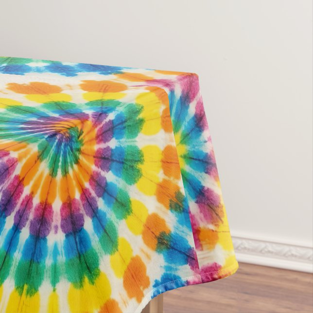 Psychedelic Tie Dye | Groovy Retro Tablecloth (In Situ)