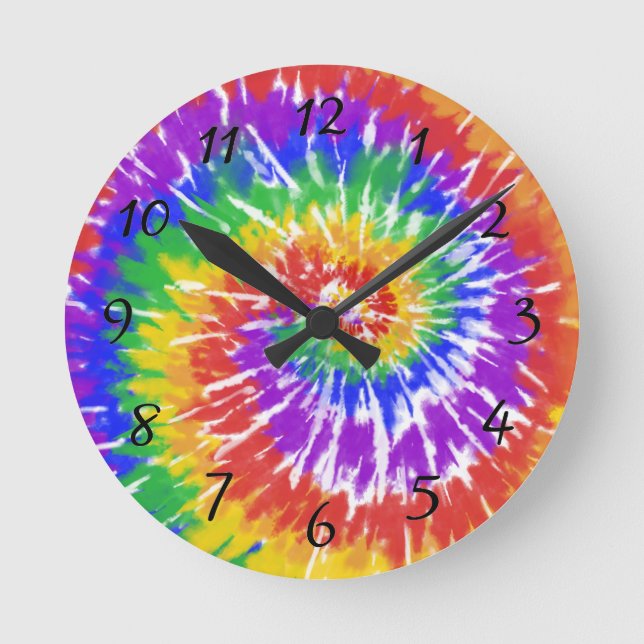Psychedelic Tie Dye Home Decor Round Clock (Front)