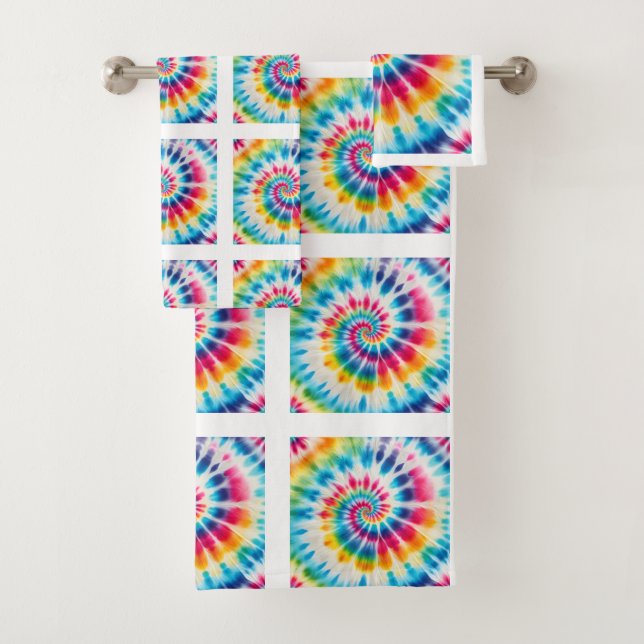 Psychedelic Tie Dye Pattern Towel Set (Insitu)