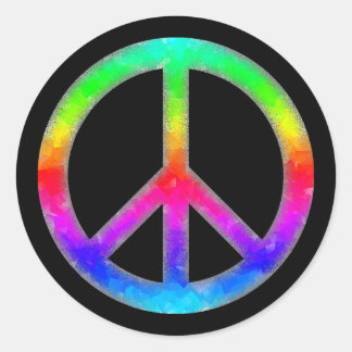 Psychedelic Tie-Dye Peace Sign Stickers (Black)