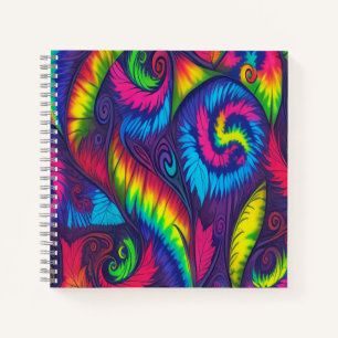 Psychedelic Tie Dye Rainbow Leaves Vibrant Spiral Notebook