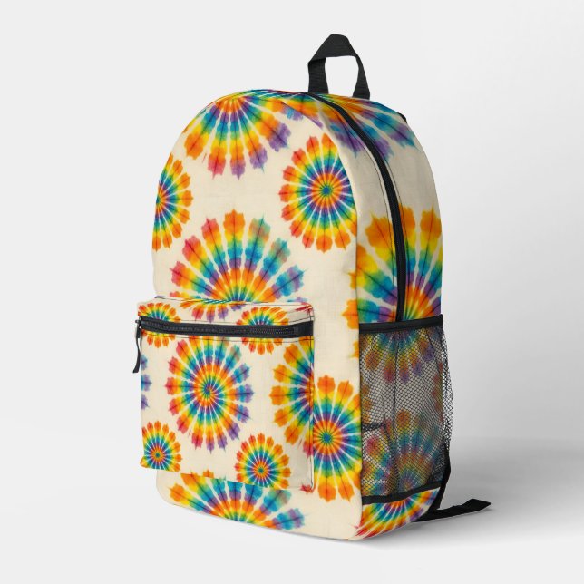Psychedelic Tie Dye | Retro Groovy Backpack (Back Corner Right)