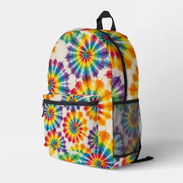 Psychedelic Tie Dye | Retro Groovy Backpack (Back Corner Right)
