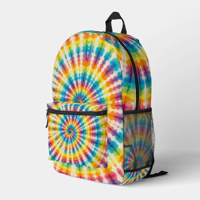Psychedelic Tie Dye | Retro Groovy Backpack (Back Corner Right)