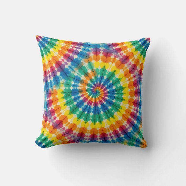 Psychedelic Tie Dye | Retro Groovy Throw Pillow (Front)