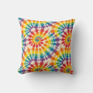 Psychedelic Tie Dye   Retro Groovy Throw Pillow