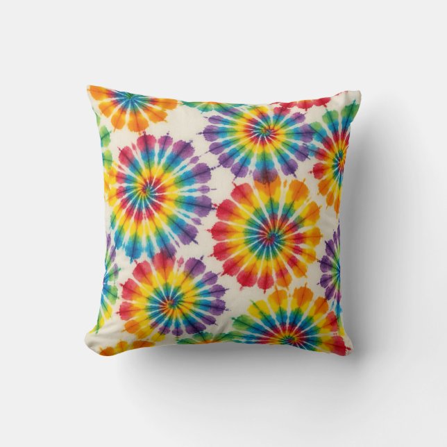 Psychedelic Tie Dye | Retro Groovy Throw Pillow (Front)