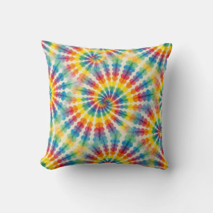 Psychedelic Tie Dye   Retro Groovy Throw Pillow