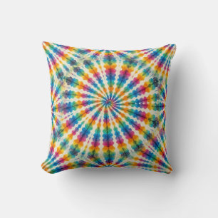 Psychedelic Tie Dye   Retro Groovy Throw Pillow
