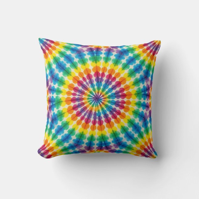 Psychedelic Tie Dye | Retro Groovy Throw Pillow (Front)