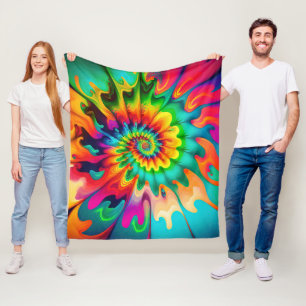 Psychedelic Tie Dye Retro Surreal Fleece Blanket