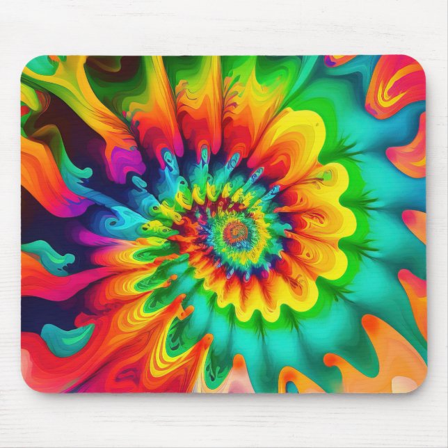 Psychedelic Tie Dye Retro Surreal Mouse Pad (Front)