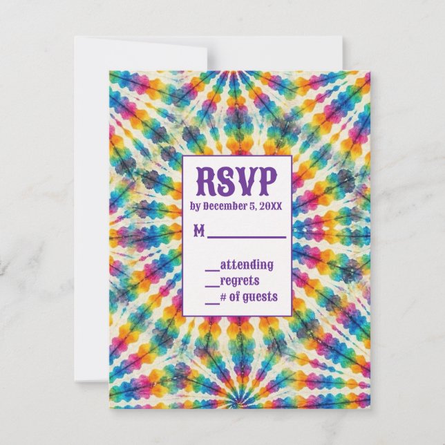 Psychedelic Tie Dye RSVP Cards (Front)