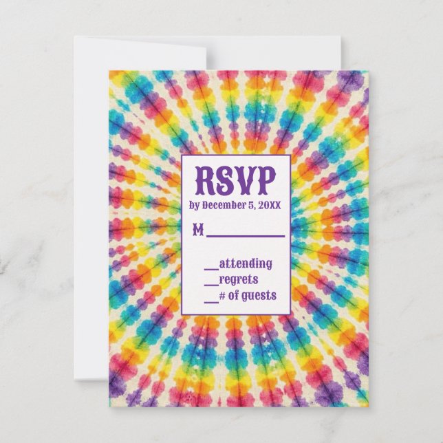 Psychedelic Tie Dye RSVP Cards (Front)