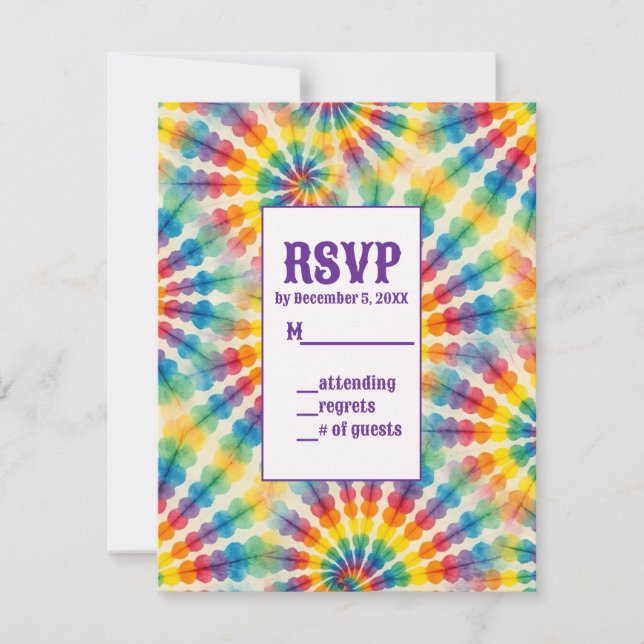 Psychedelic Tie Dye RSVP Cards (Front)