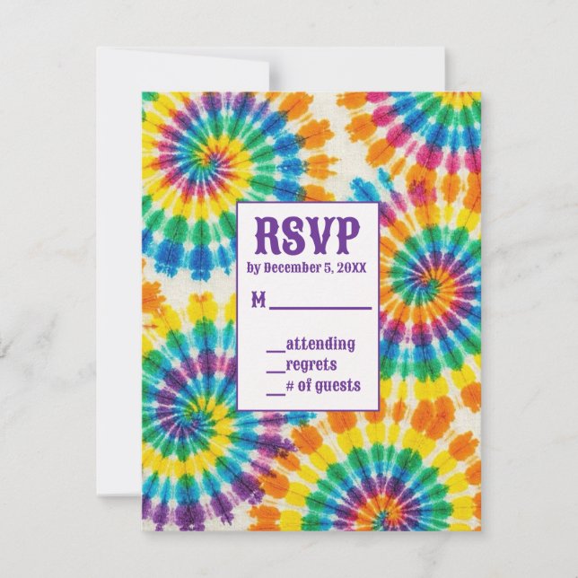 Psychedelic Tie Dye RSVP Cards (Front)