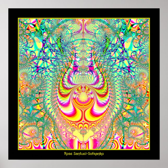 Psychedelic Topsy Turvy Thoughts Fractal Poster (Front)
