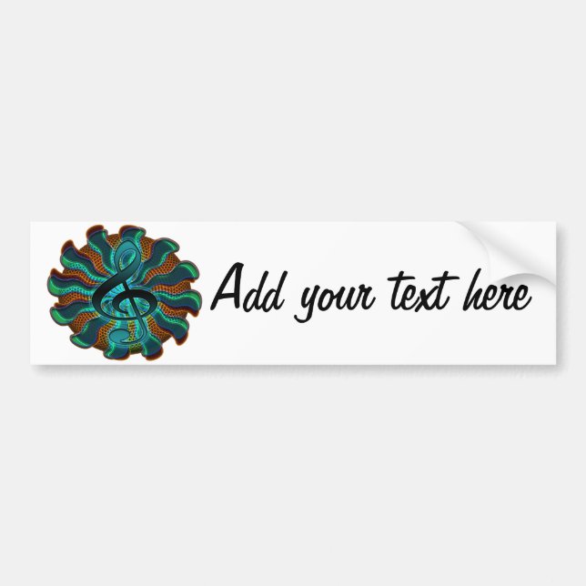 Psychedelic Treble Clef / G Clef Music Symbol Bumper Sticker (Front)